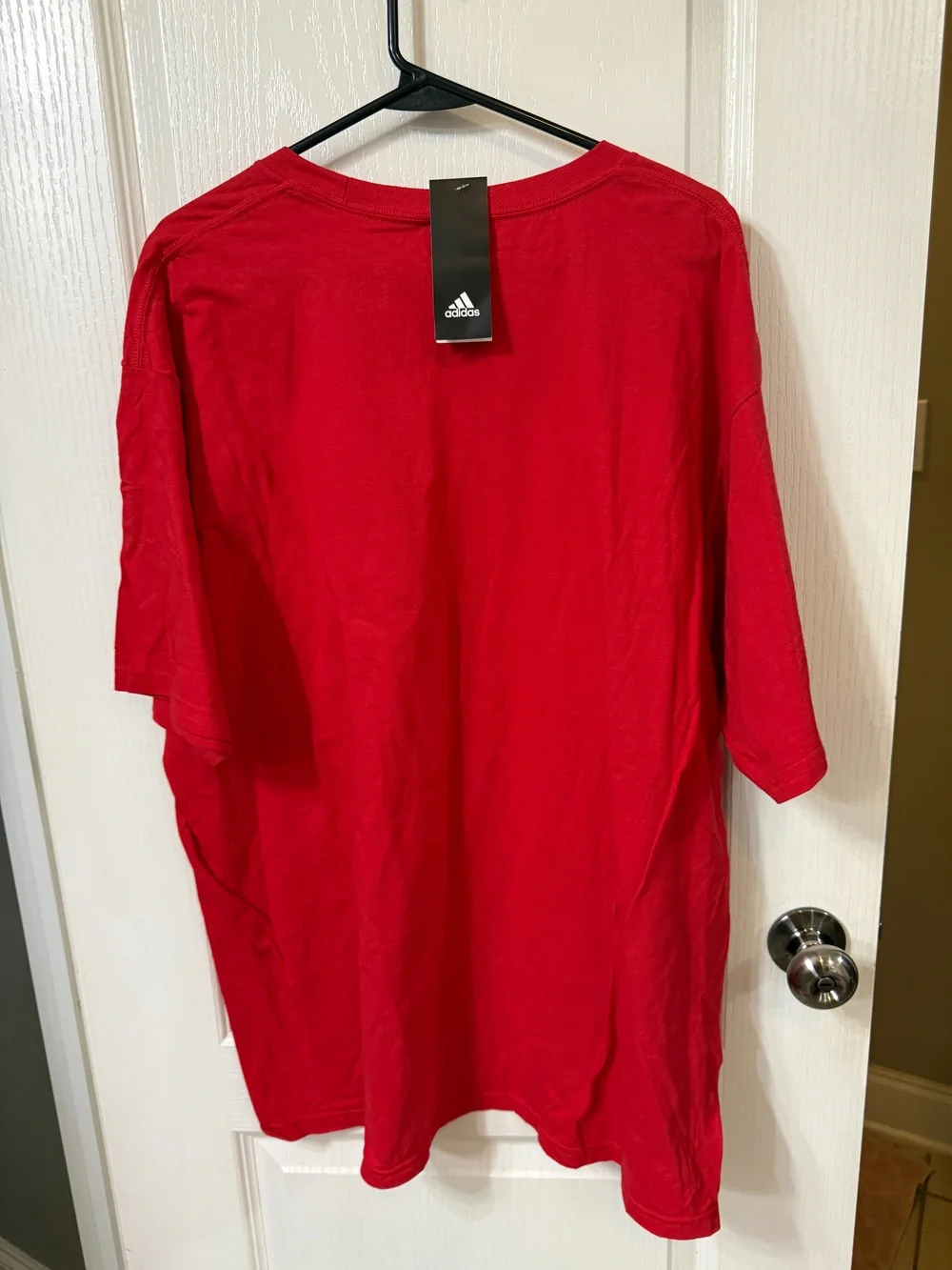 Adidas Men's Red Tee With Black Trefoil Logo Color: Red/Black Size 2XL